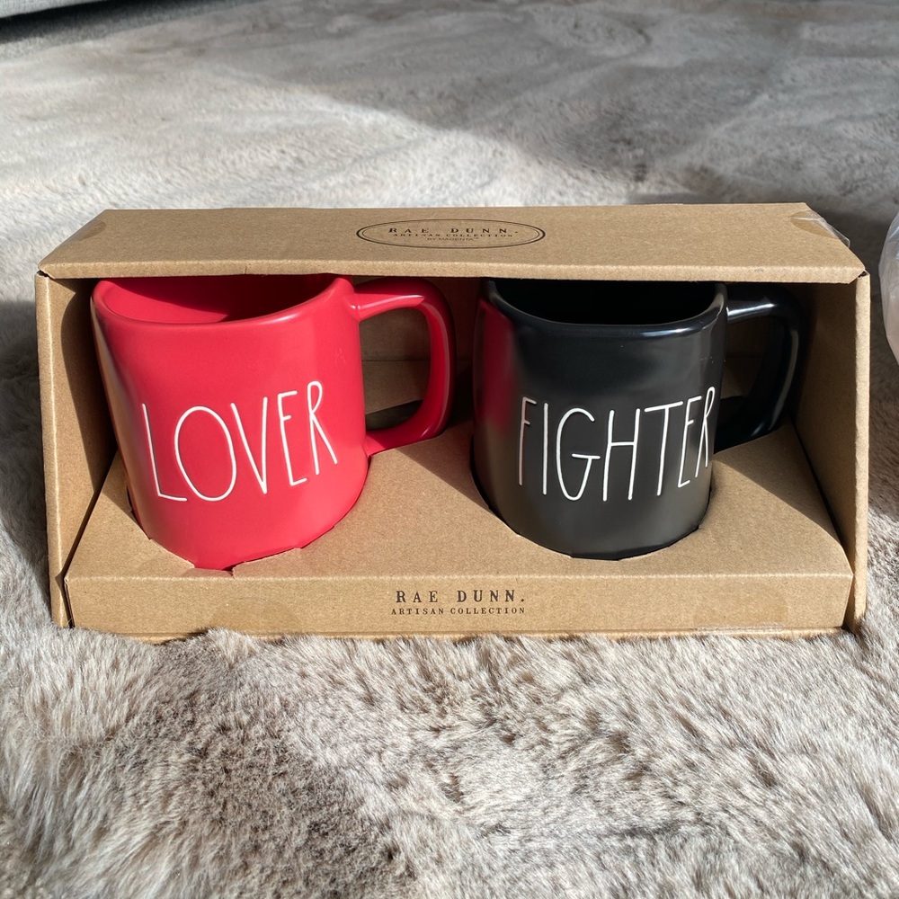 Rae Dunn lover fighter mug set